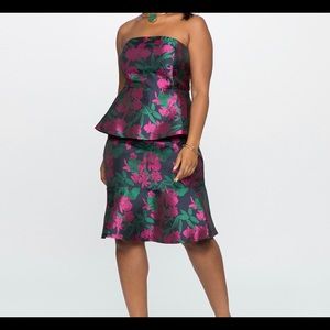 ELOQUII || Strapless Double Peplum Dress